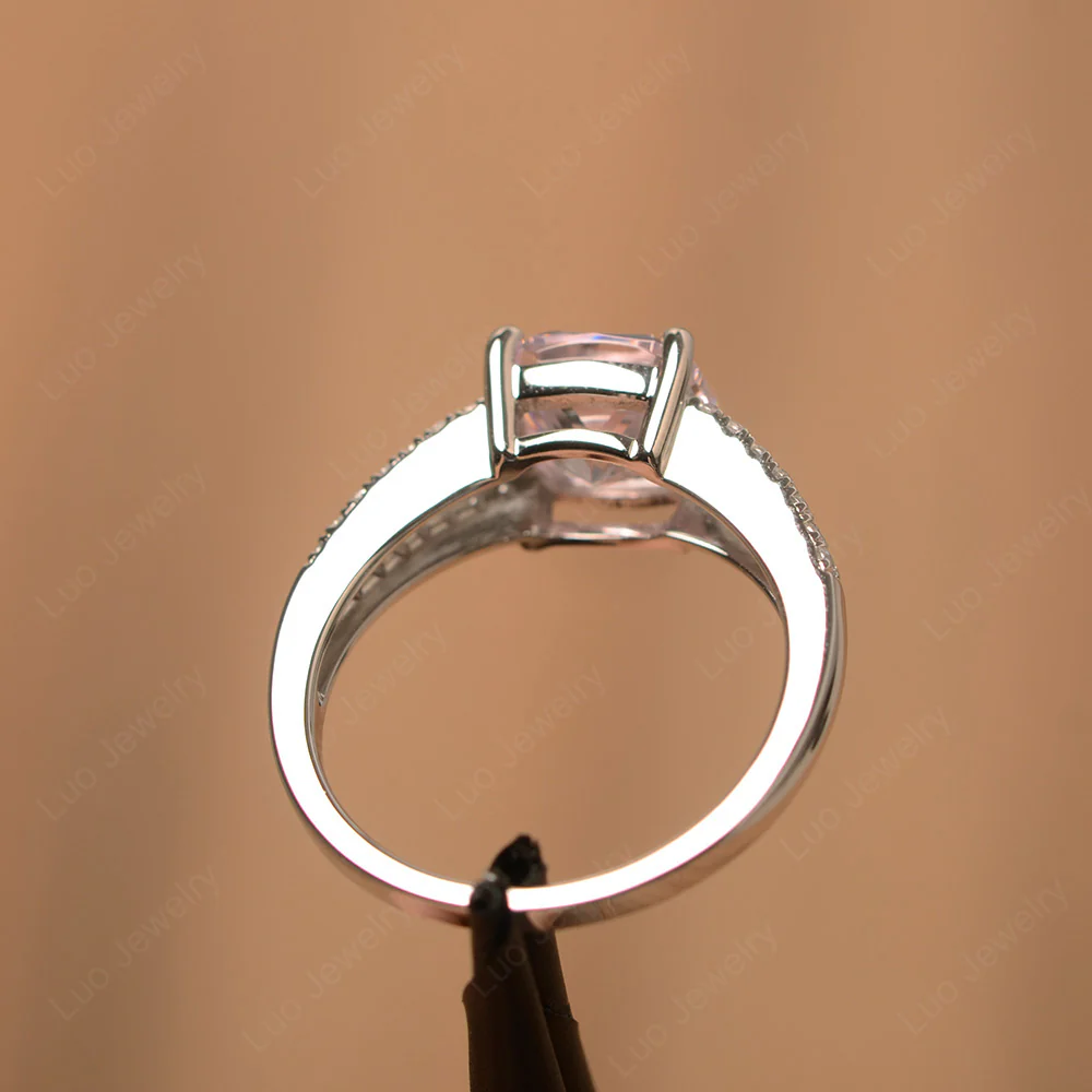 Cushion Cut Pink Cubic Zirconia Split Shank Ring - Image 4