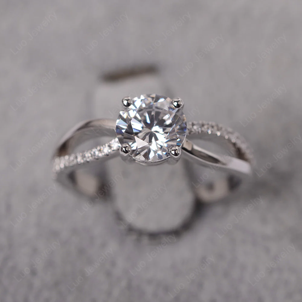 Cubic Zirconia Ring Split Shank Engagement Ring