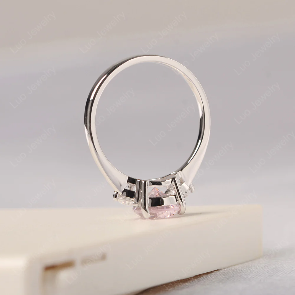 Teardrop Pink Cubic Zirconia Trilogy Ring - Image 4