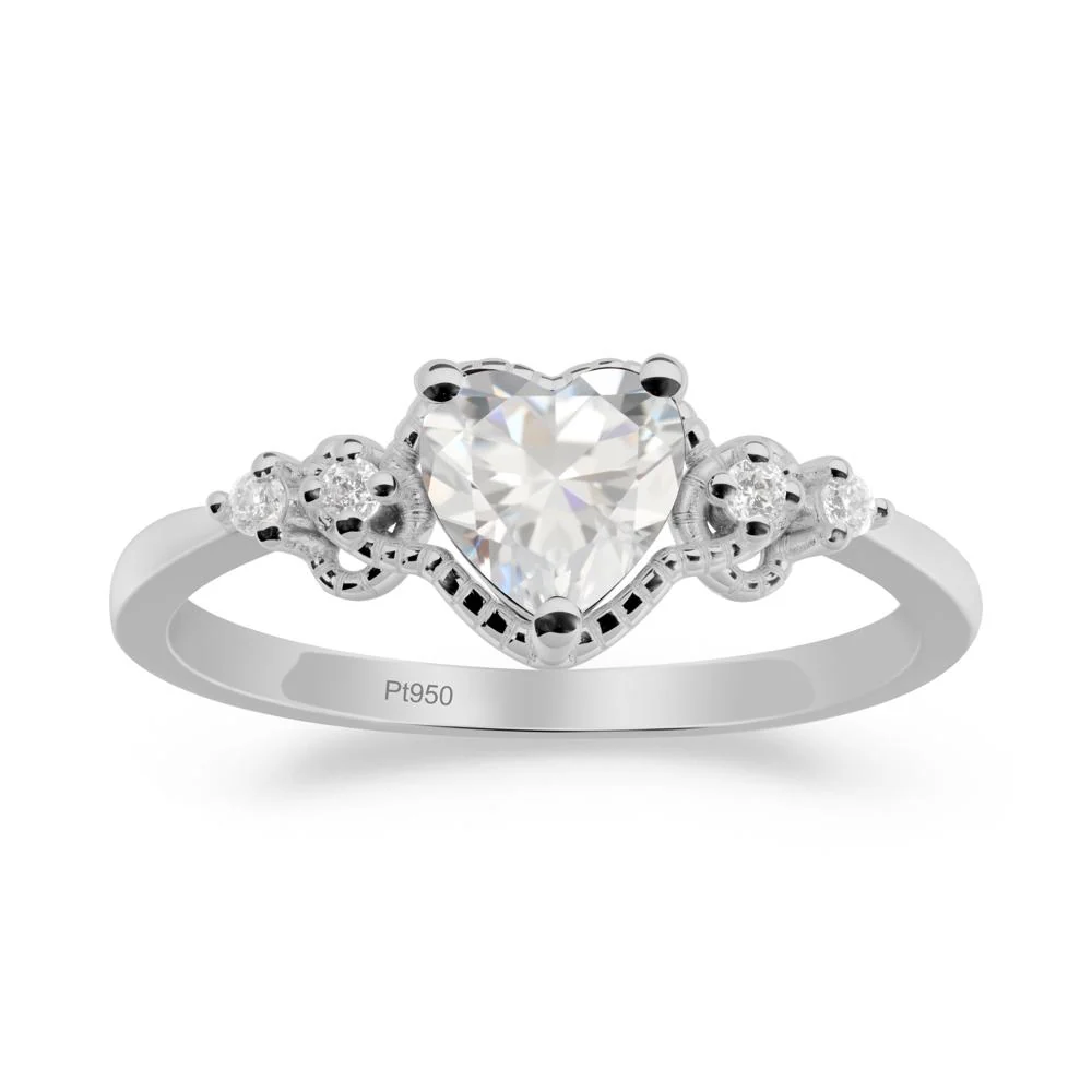 Cubic Zirconia Ring with Milgrain Halo - Image 2