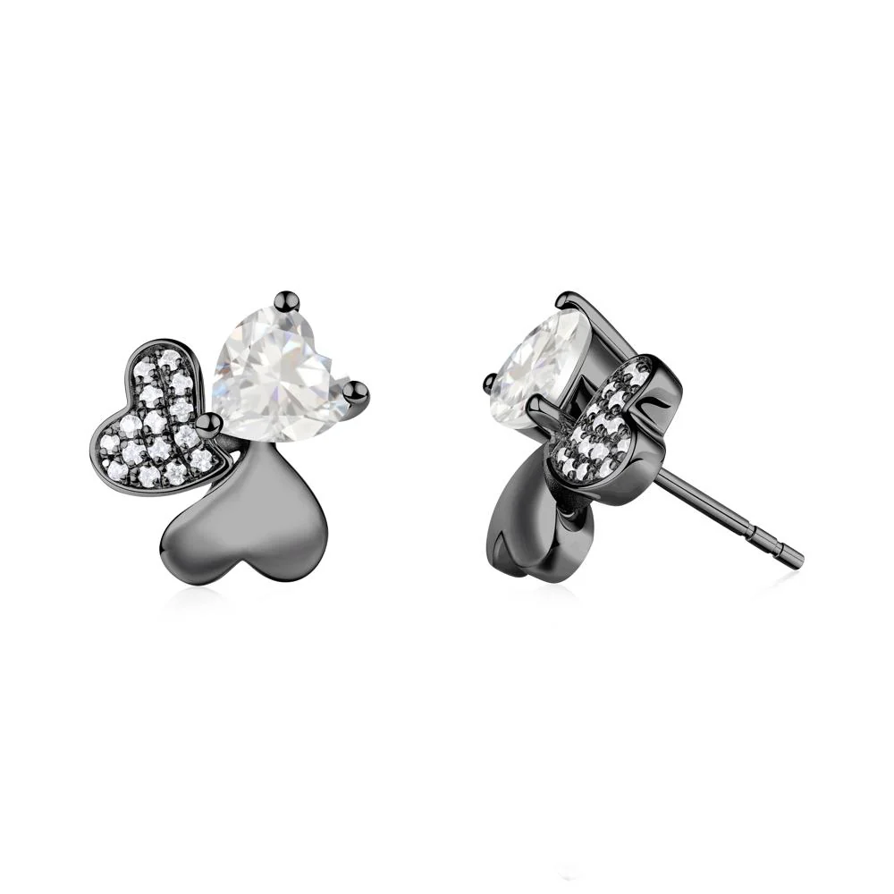 Cubic Zirconia Shamrock Stud Earrings - Image 4
