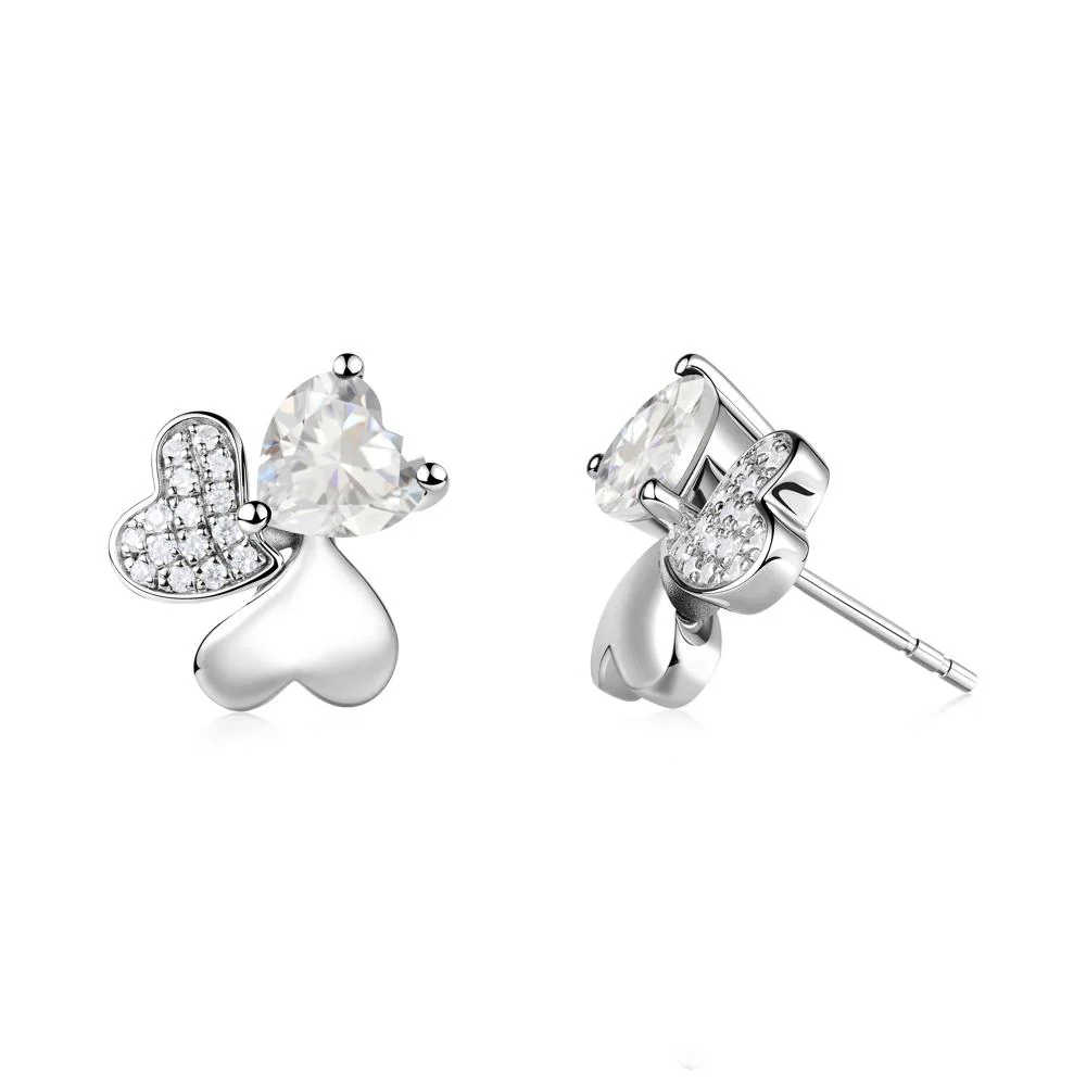 Cubic Zirconia Shamrock Stud Earrings - Image 5