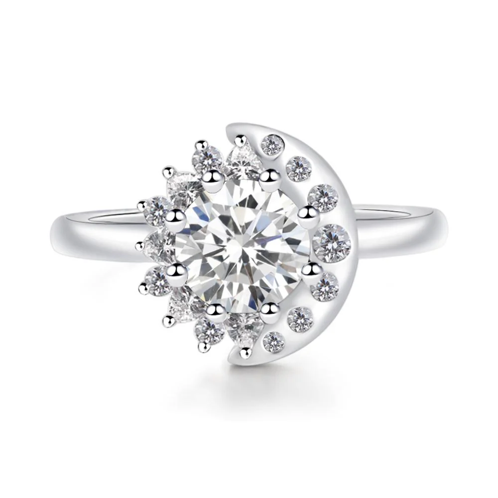 Cubic Zirconia Sun and Moon Ring - Image 2