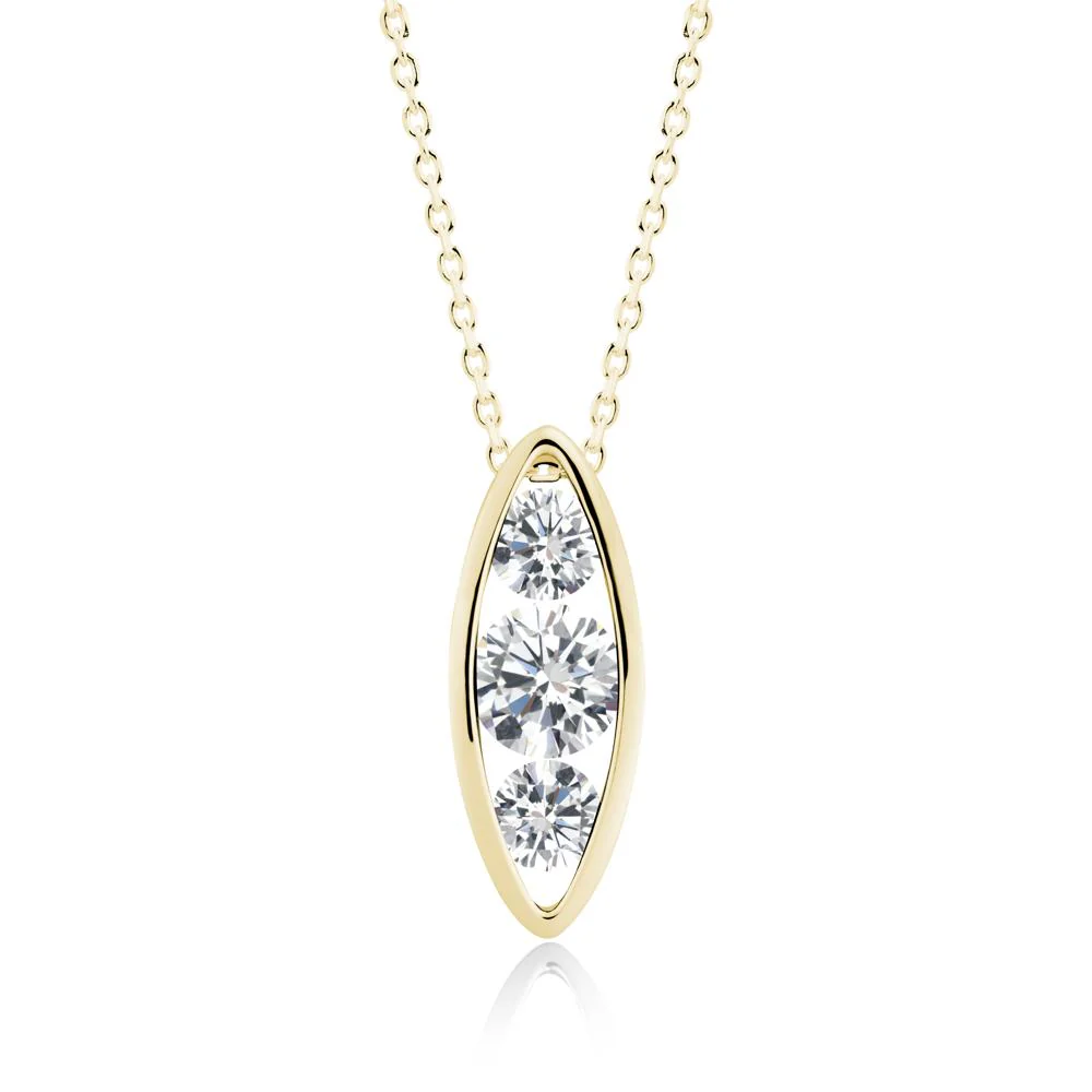 Cubic Zirconia Three-Stone Marquise Pendant Necklace - Image 2