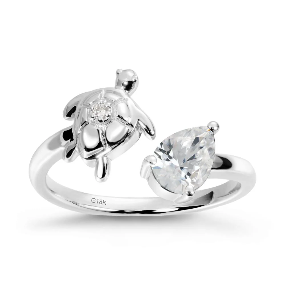 Cubic Zirconia Turtle Open Bypass Ring - Image 5