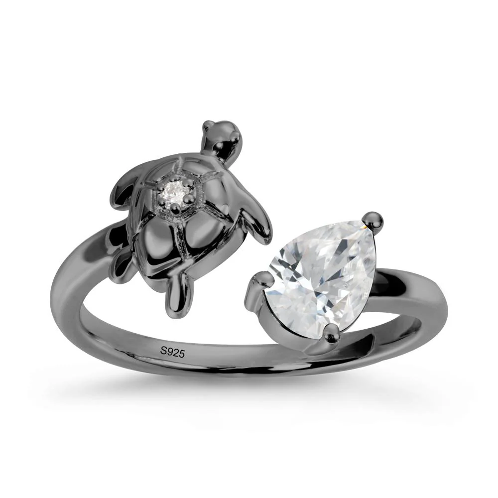 Cubic Zirconia Turtle Open Bypass Ring - Image 7