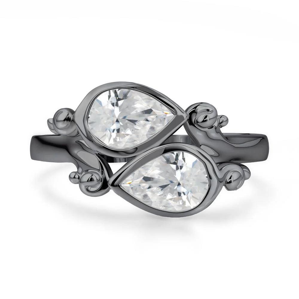 Cubic Zirconia Two Stone Bezel Set Ring