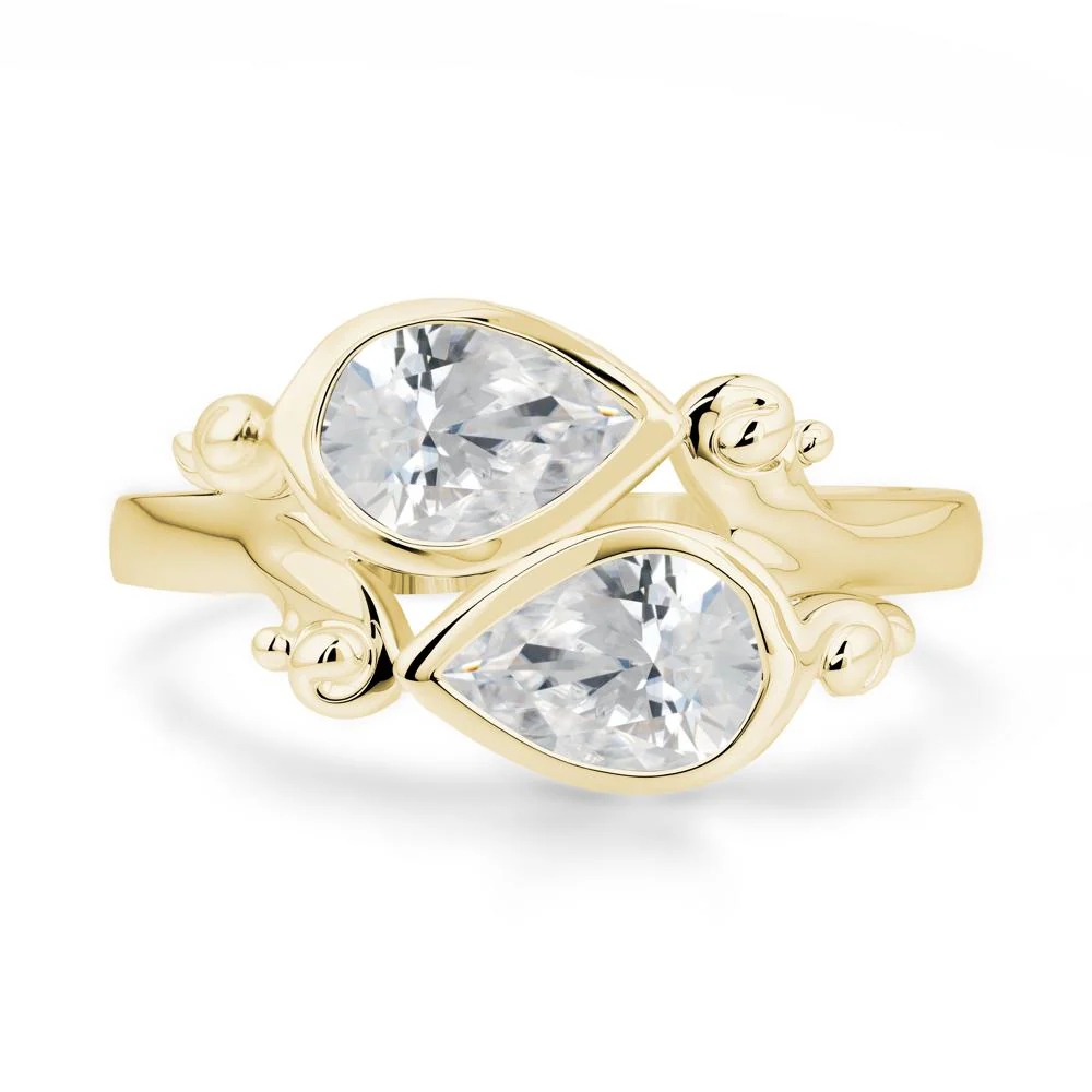 Cubic Zirconia Two Stone Bezel Set Ring - Image 2