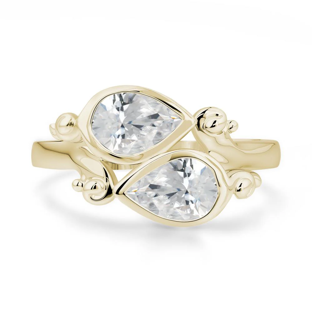 Cubic Zirconia Two Stone Bezel Set Ring - Image 5