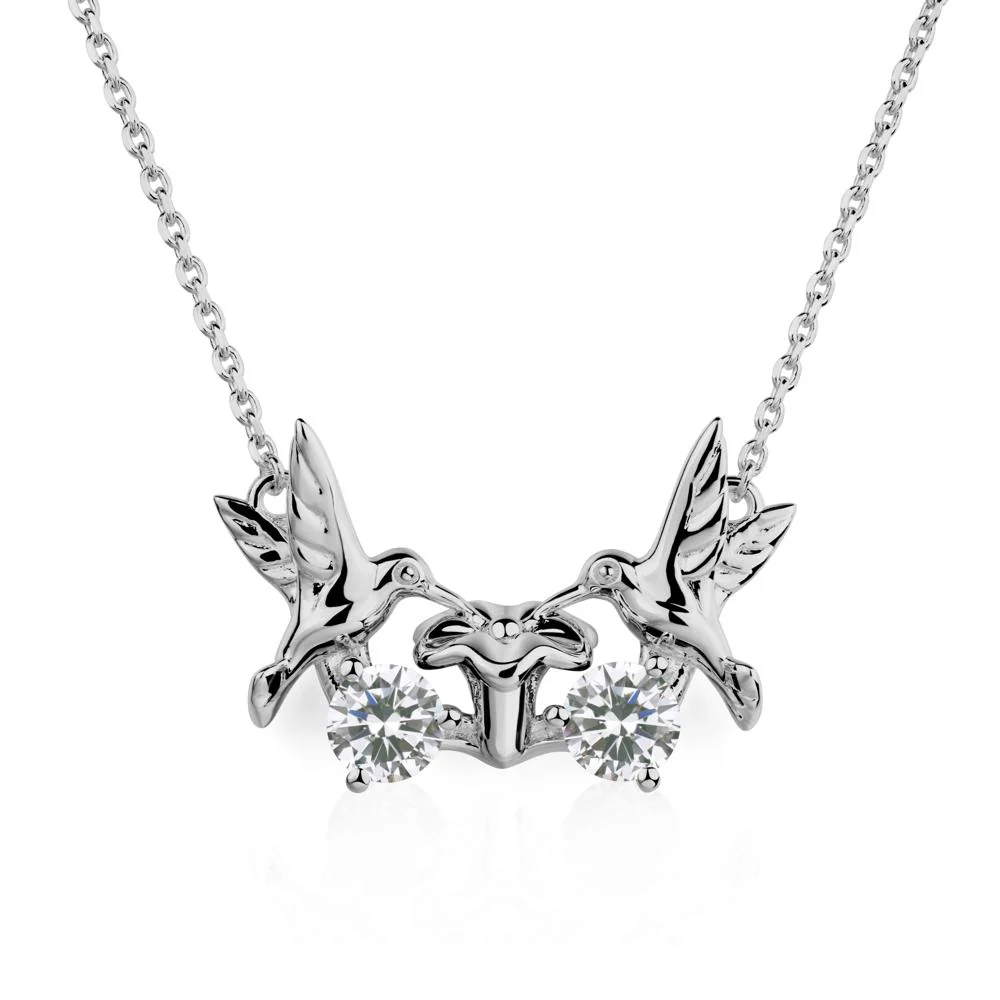 Cubic Zirconia Two Stone Hummingbird Necklace - Image 6