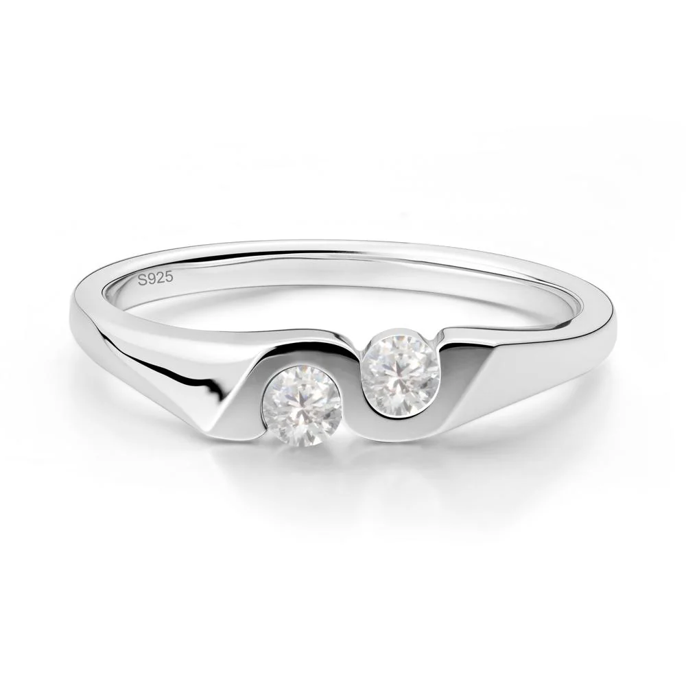 Cubic Zirconia Two Stone Promise Ring - Image 2