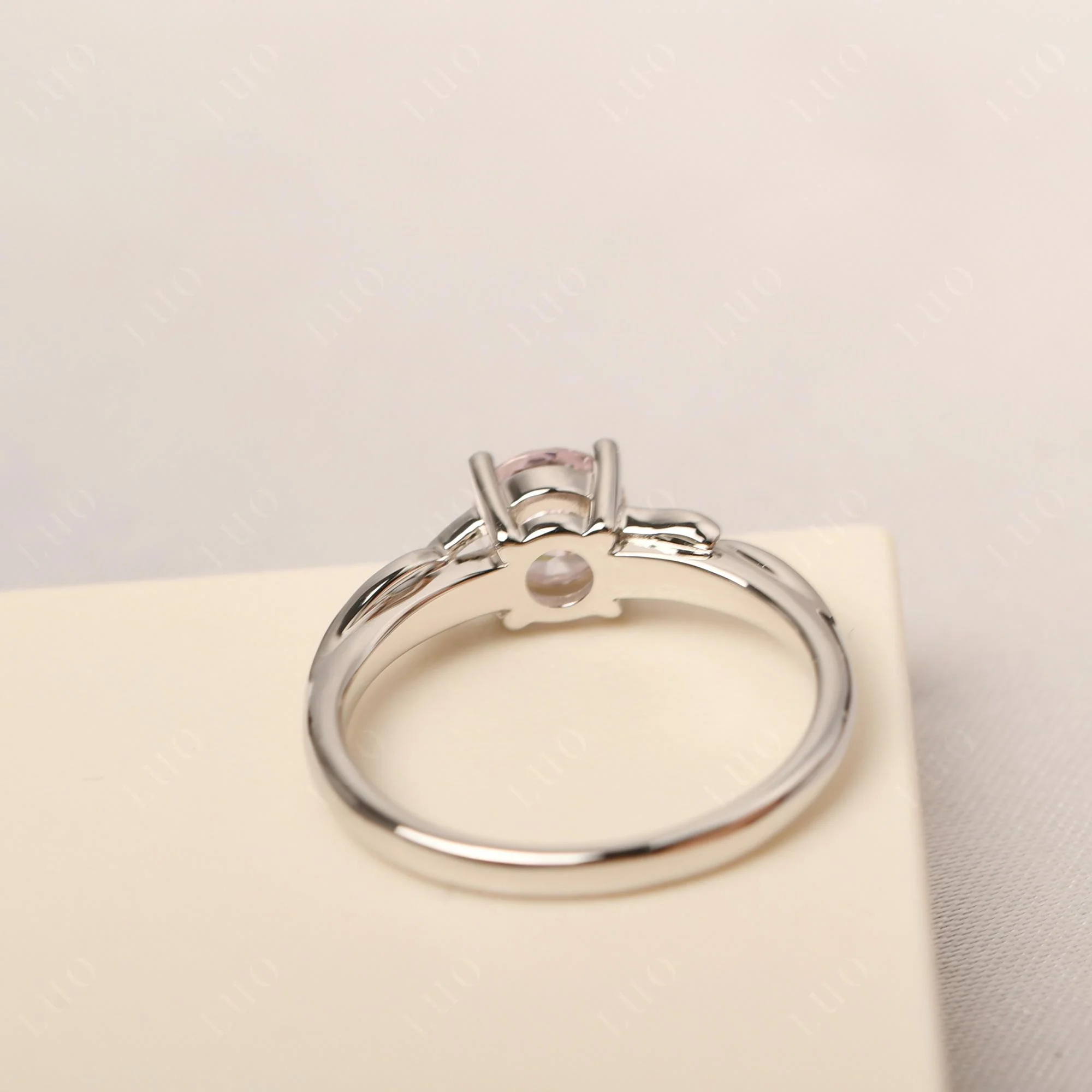 Petite Pink Cubic Zirconia Leaf Ring - Image 12
