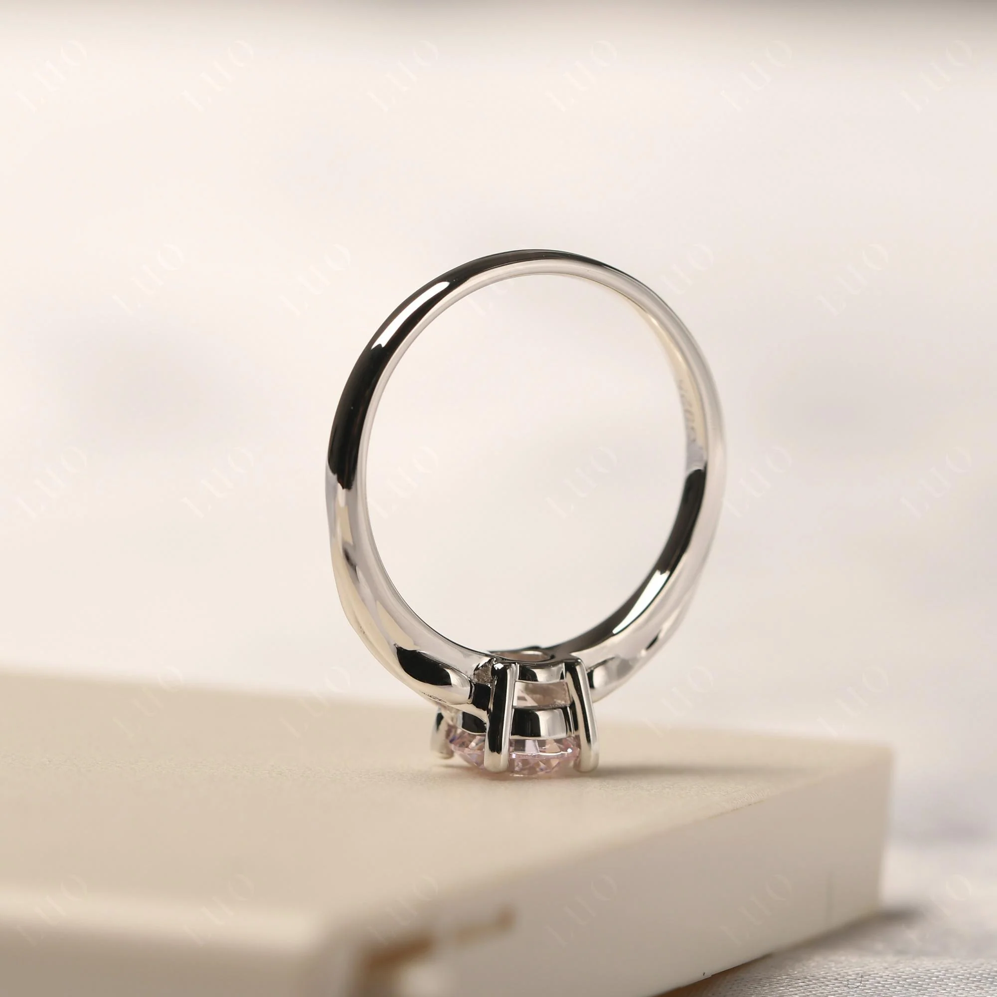 Petite Pink Cubic Zirconia Leaf Ring - Image 13
