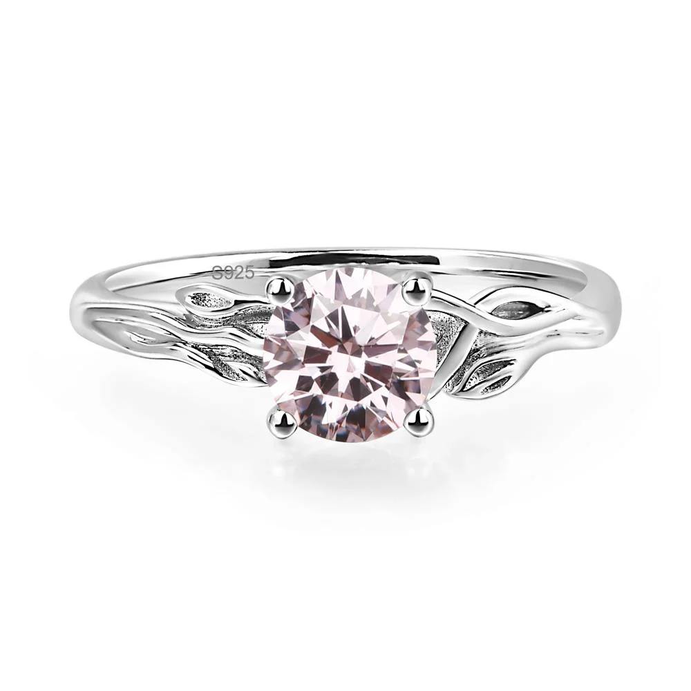 Petite Pink Cubic Zirconia Leaf Ring - Image 2