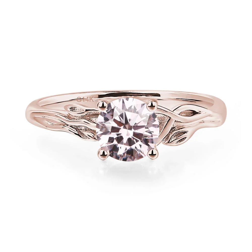 Petite Pink Cubic Zirconia Leaf Ring - Image 5