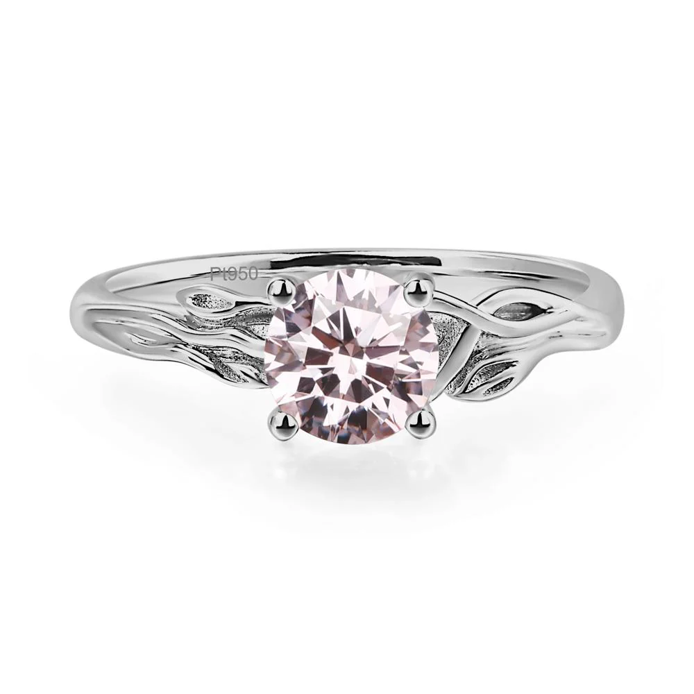 Petite Pink Cubic Zirconia Leaf Ring - Image 6