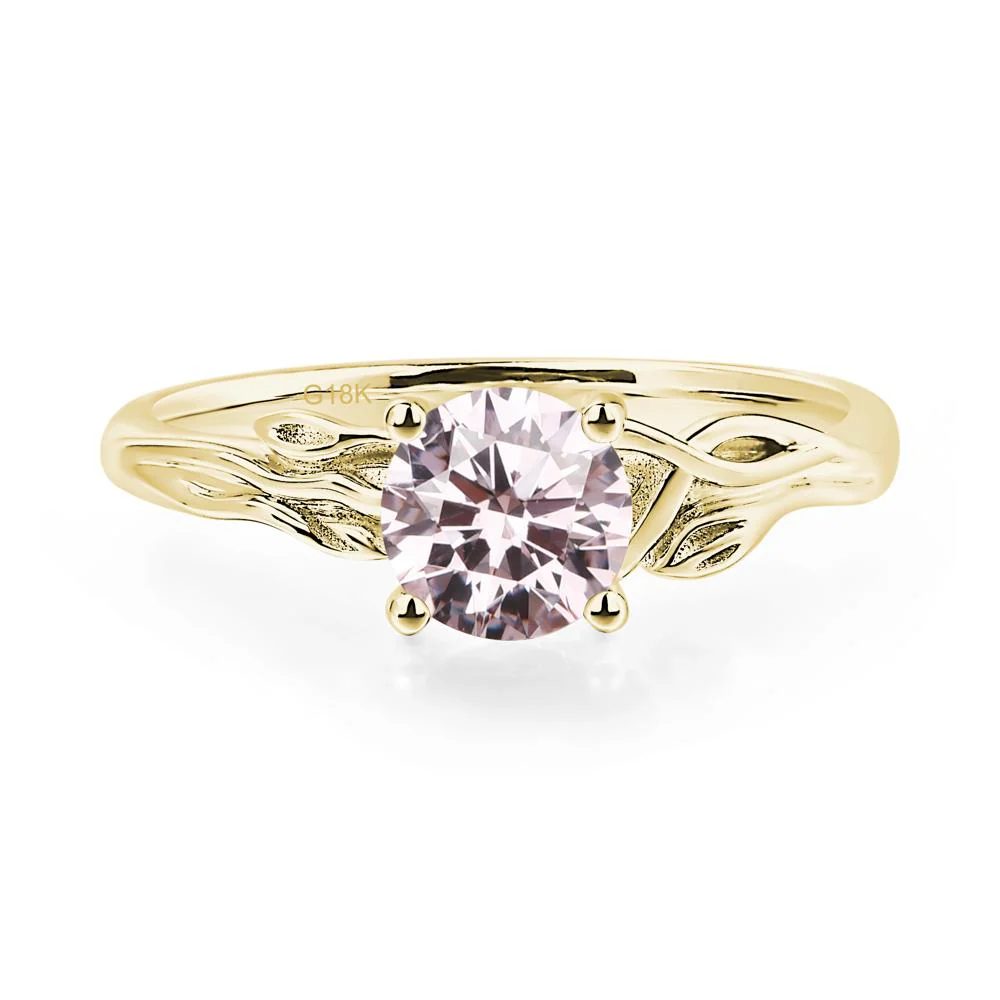 Petite Pink Cubic Zirconia Leaf Ring - Image 8
