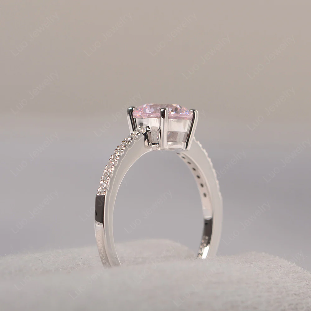 Simple Round Pink Cubic Zirconia Ring - Image 3