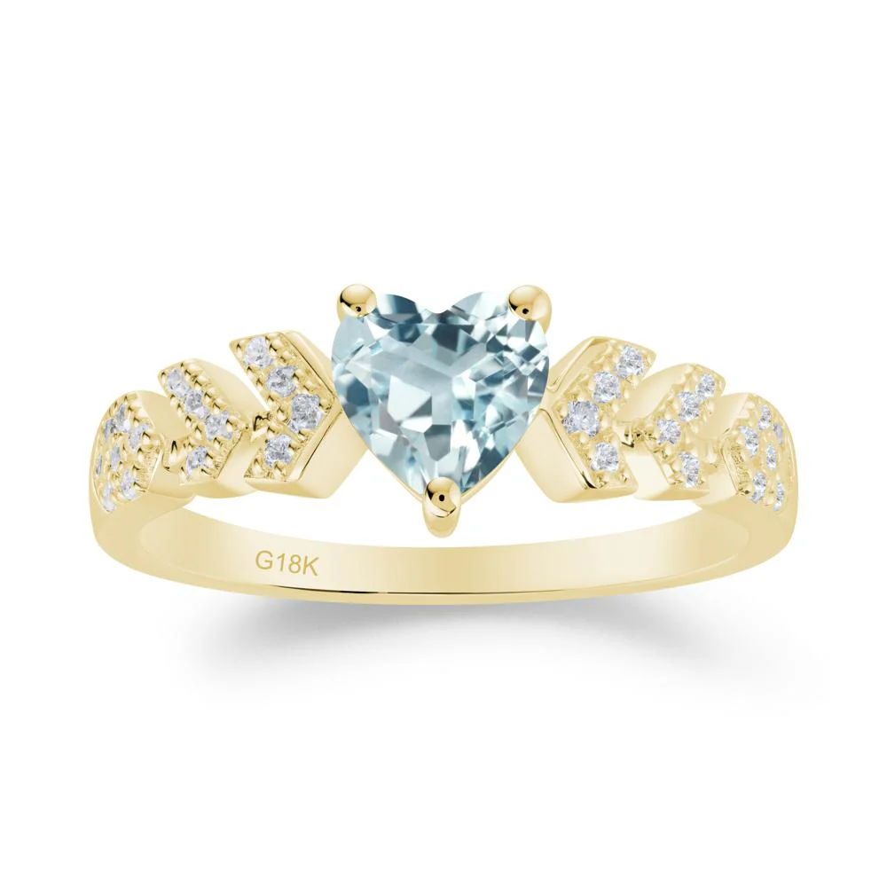 Cupid Arrow Heart Aquamarine Promise Ring - Image 4