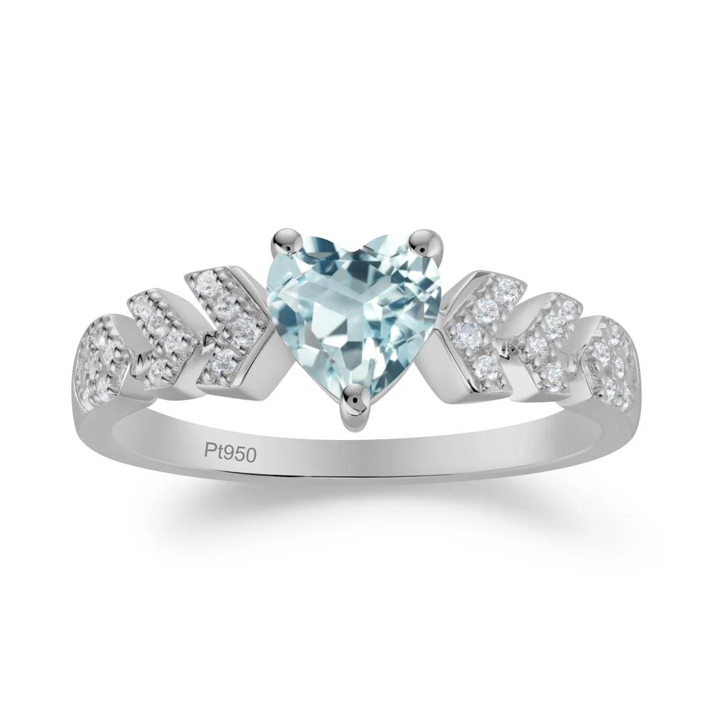 Cupid Arrow Heart Aquamarine Promise Ring - Image 9