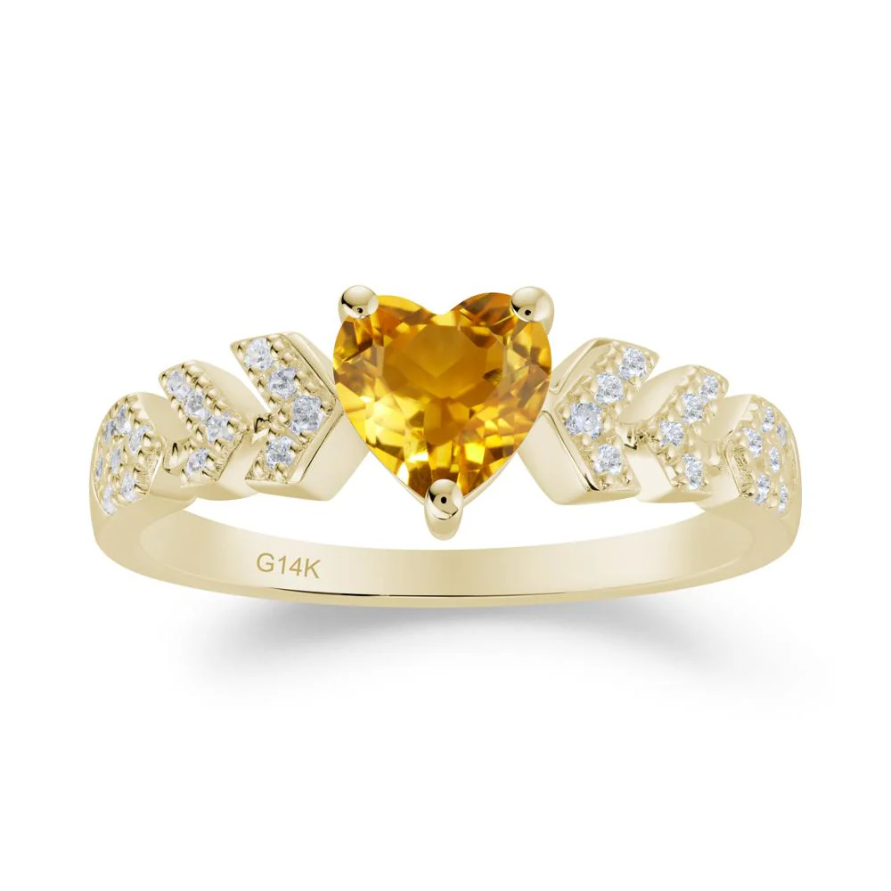 Cupid Arrow Heart Citrine Promise Ring