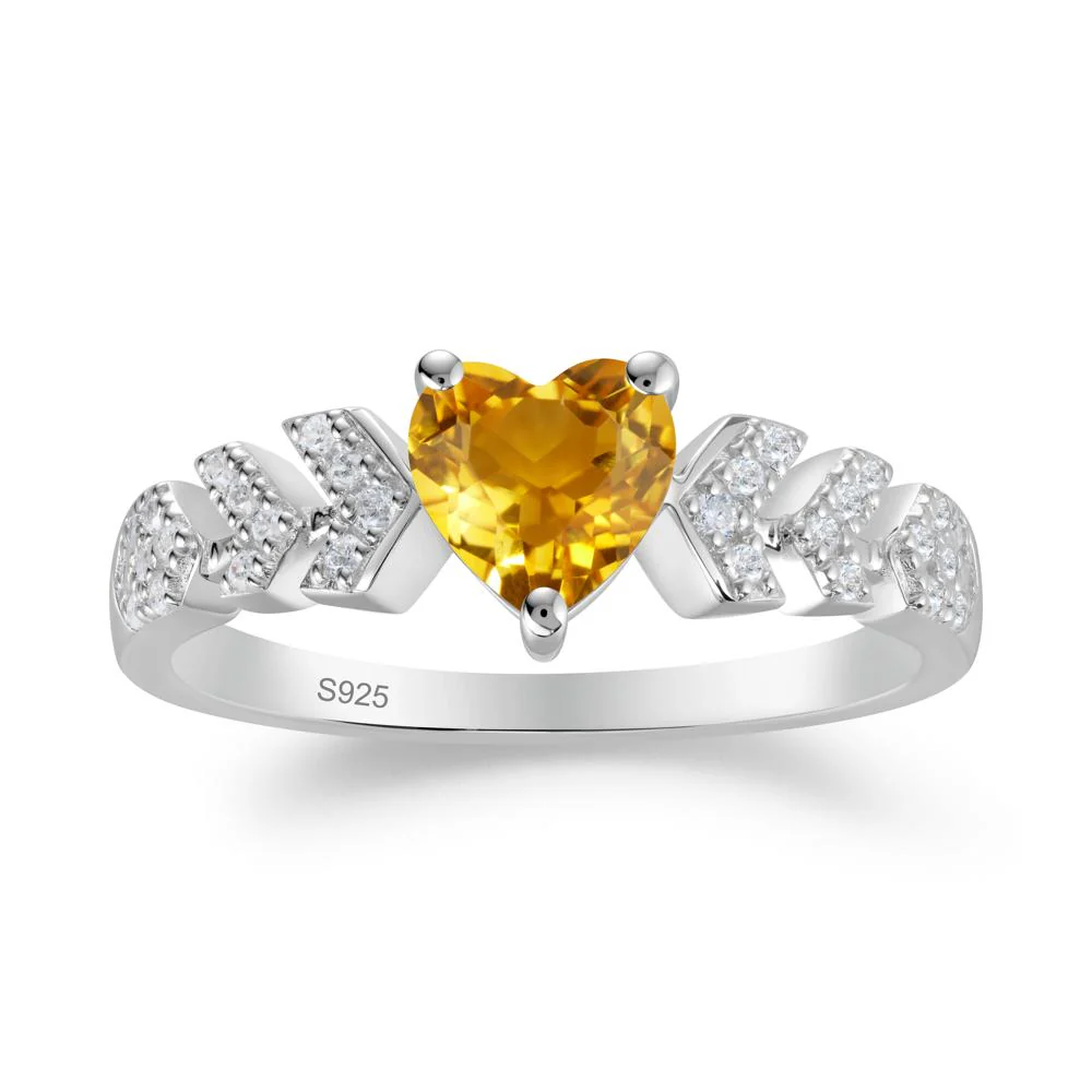Cupid Arrow Heart Citrine Promise Ring - Image 2