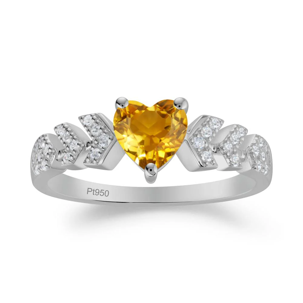 Cupid Arrow Heart Citrine Promise Ring - Image 4