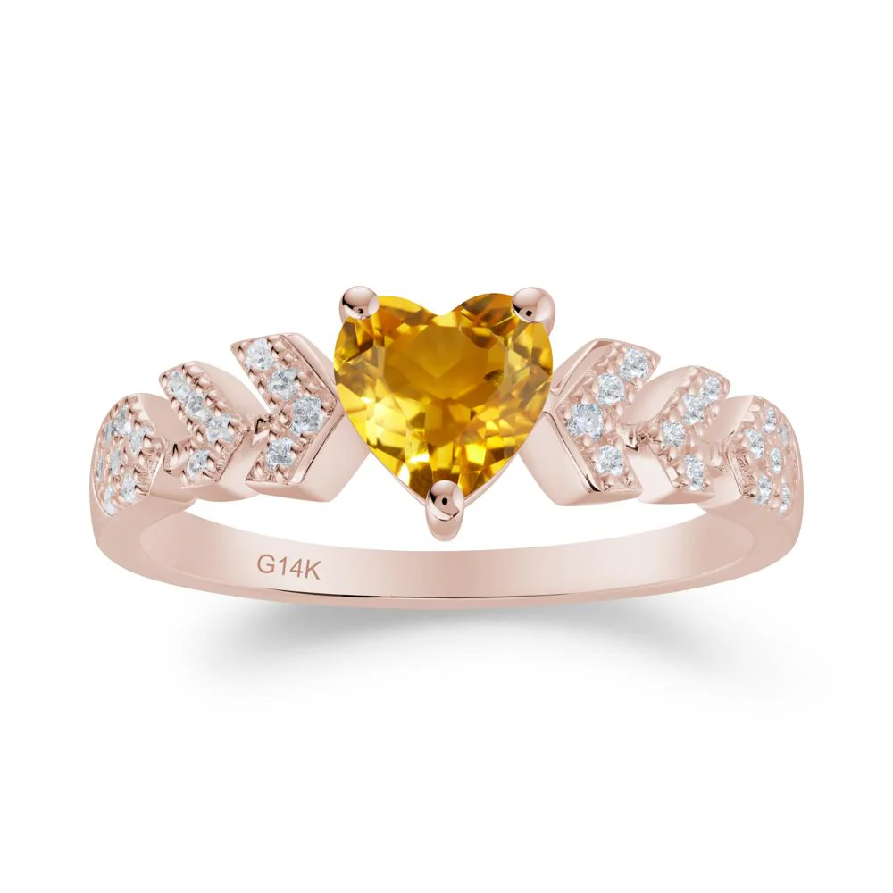 Cupid Arrow Heart Citrine Promise Ring - Image 5