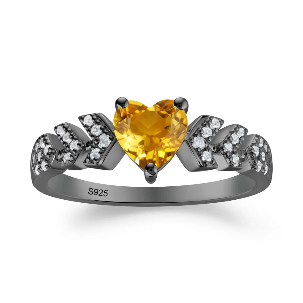 Cupid Arrow Heart Citrine Promise Ring - Image 6