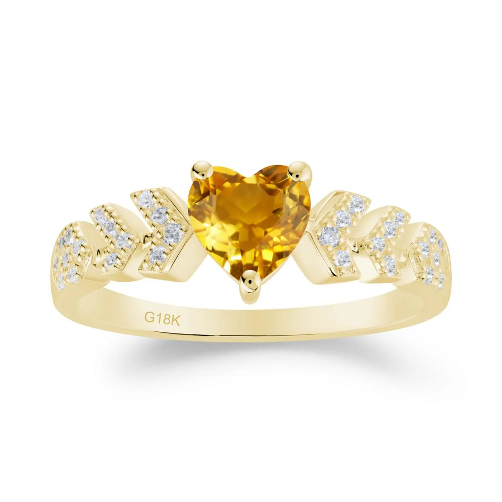 Cupid Arrow Heart Citrine Promise Ring - Image 8