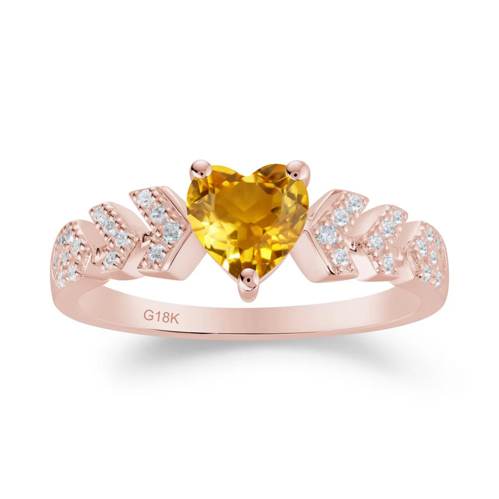 Cupid Arrow Heart Citrine Promise Ring - Image 9