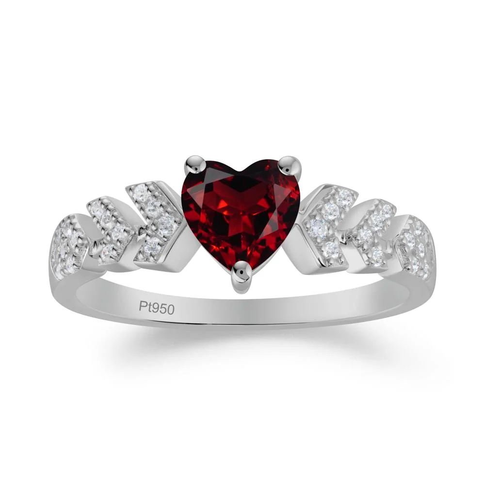Cupid Arrow Heart Garnet Promise Ring - Image 3