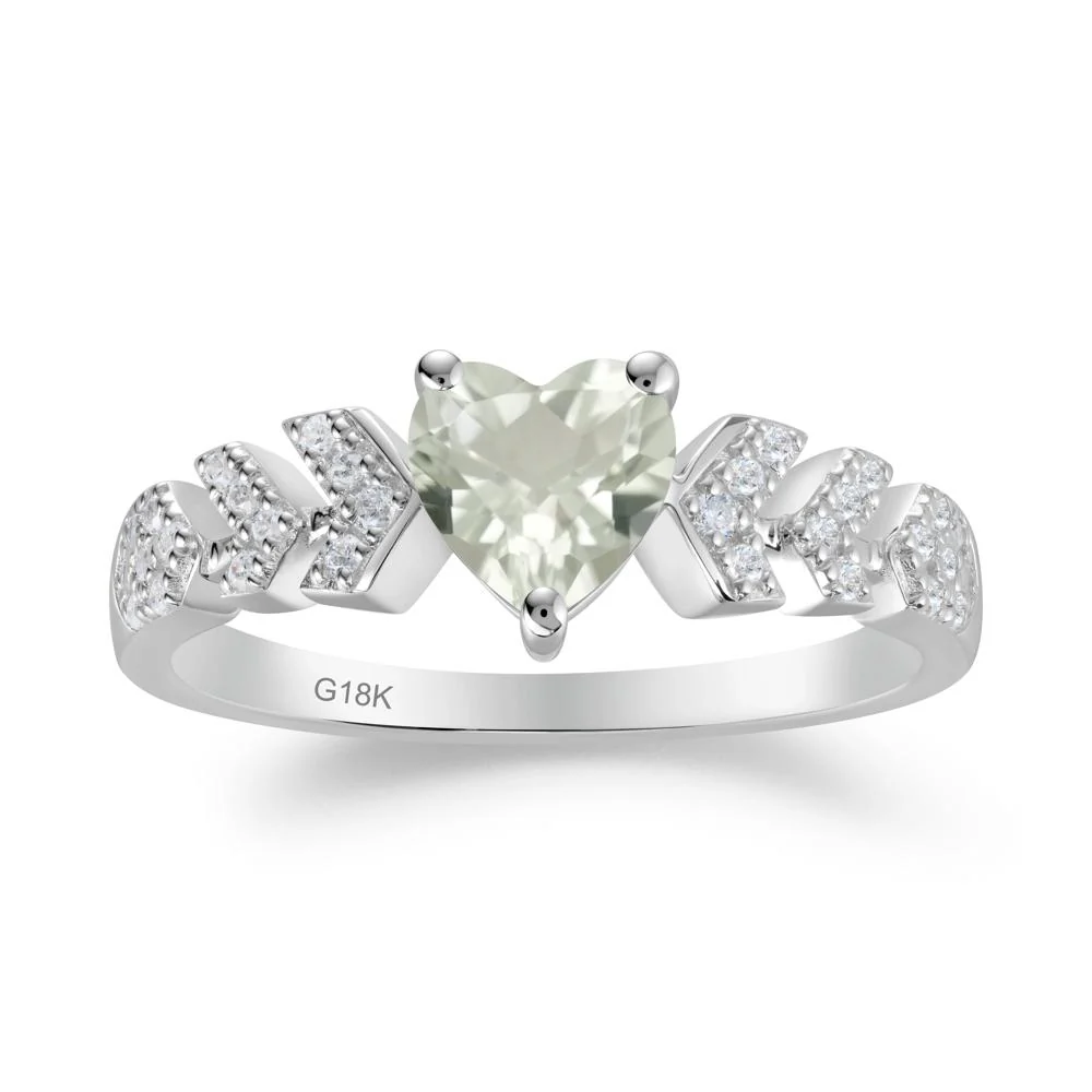 Cupid Arrow Heart Green Amethyst Promise Ring - Image 3