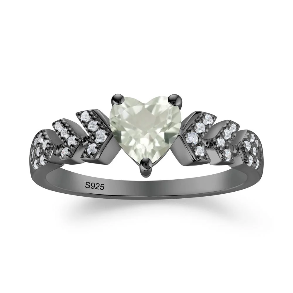 Cupid Arrow Heart Green Amethyst Promise Ring - Image 4