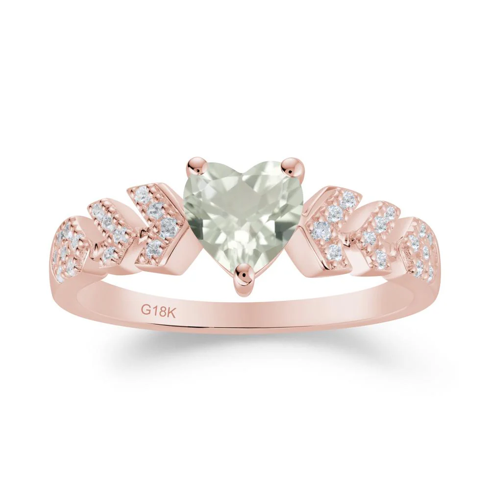 Cupid Arrow Heart Green Amethyst Promise Ring - Image 7