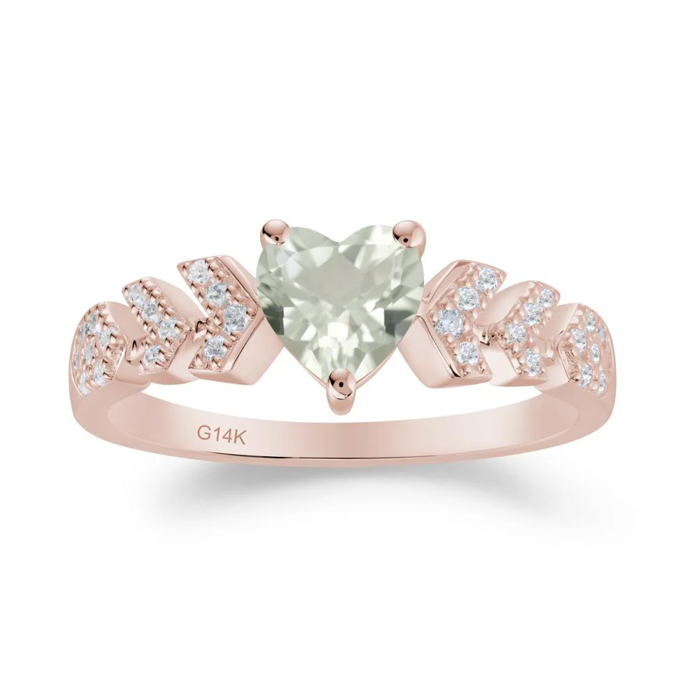 Cupid Arrow Heart Green Amethyst Promise Ring - Image 9