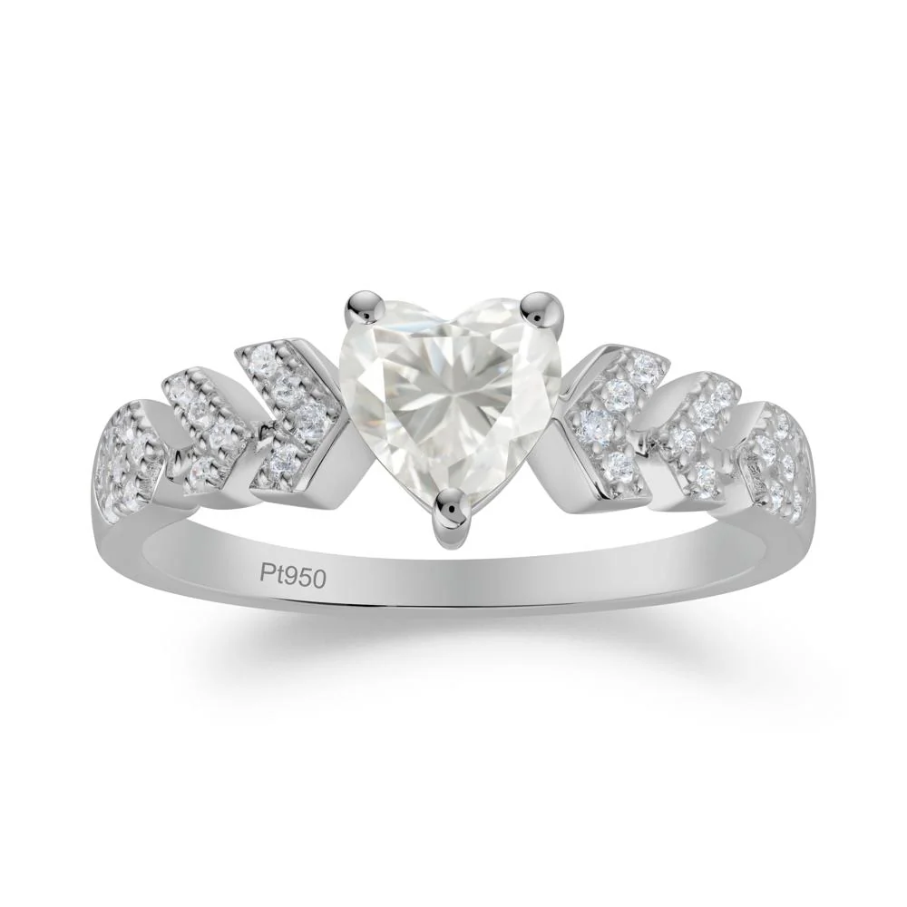 Cupid Arrow Heart Moissanite Promise Ring - Image 8
