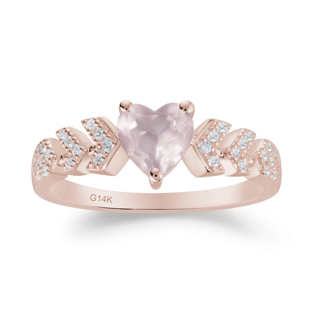 Cupid Arrow Heart Rose Quartz Promise Ring - Image 4