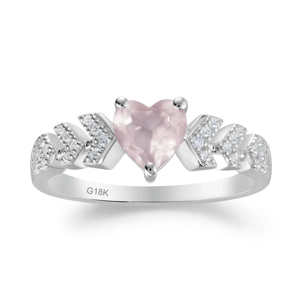Cupid Arrow Heart Rose Quartz Promise Ring - Image 5
