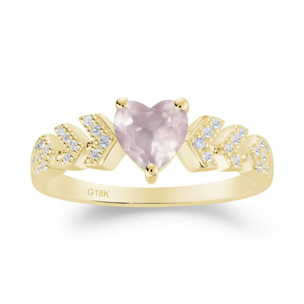 Cupid Arrow Heart Rose Quartz Promise Ring - Image 6