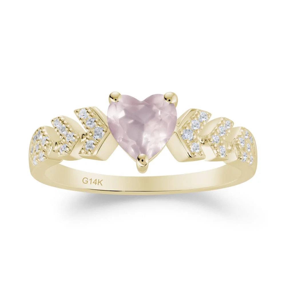 Cupid Arrow Heart Rose Quartz Promise Ring - Image 7