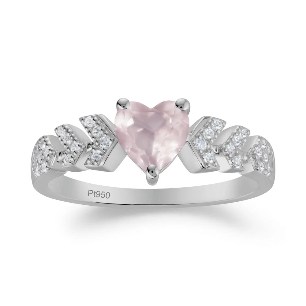 Cupid Arrow Heart Rose Quartz Promise Ring - Image 9