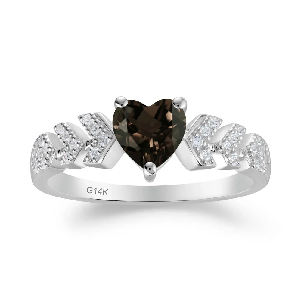 Cupid Arrow Heart Smoky Quartz Promise Ring