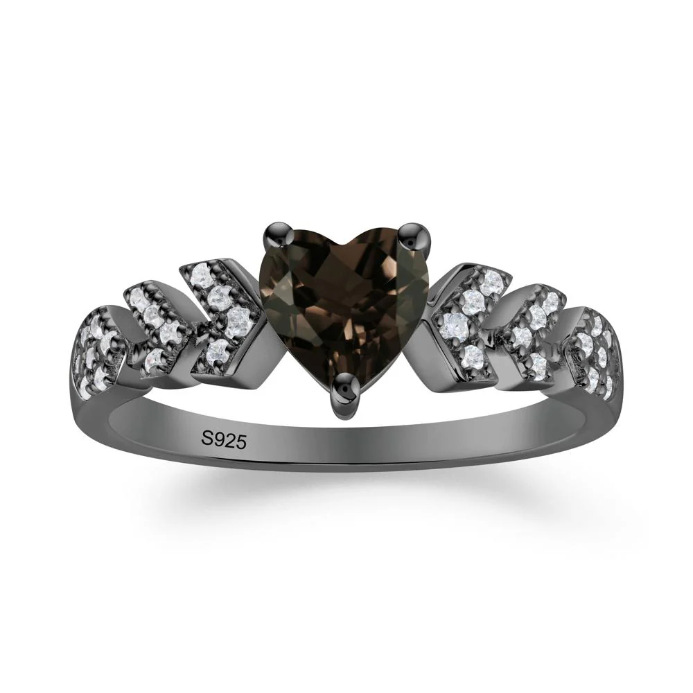 Cupid Arrow Heart Smoky Quartz Promise Ring - Image 3