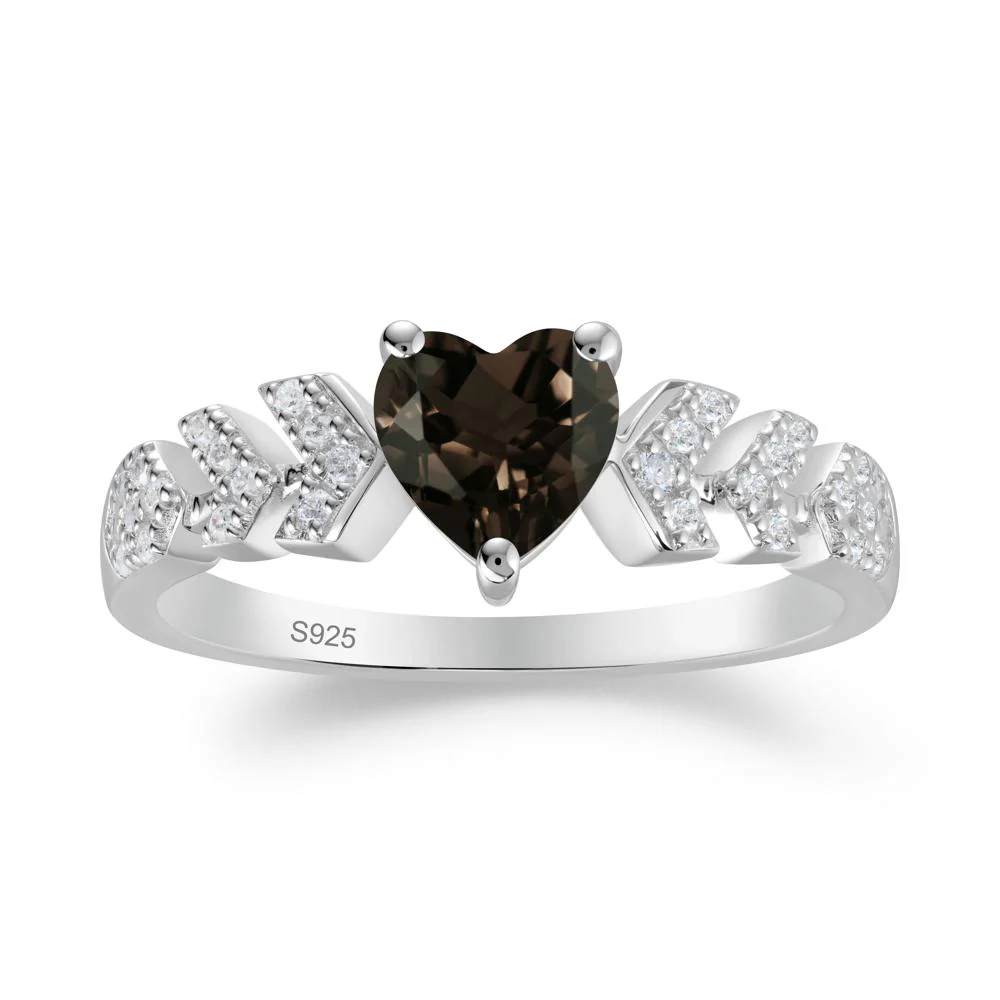 Cupid Arrow Heart Smoky Quartz Promise Ring - Image 4