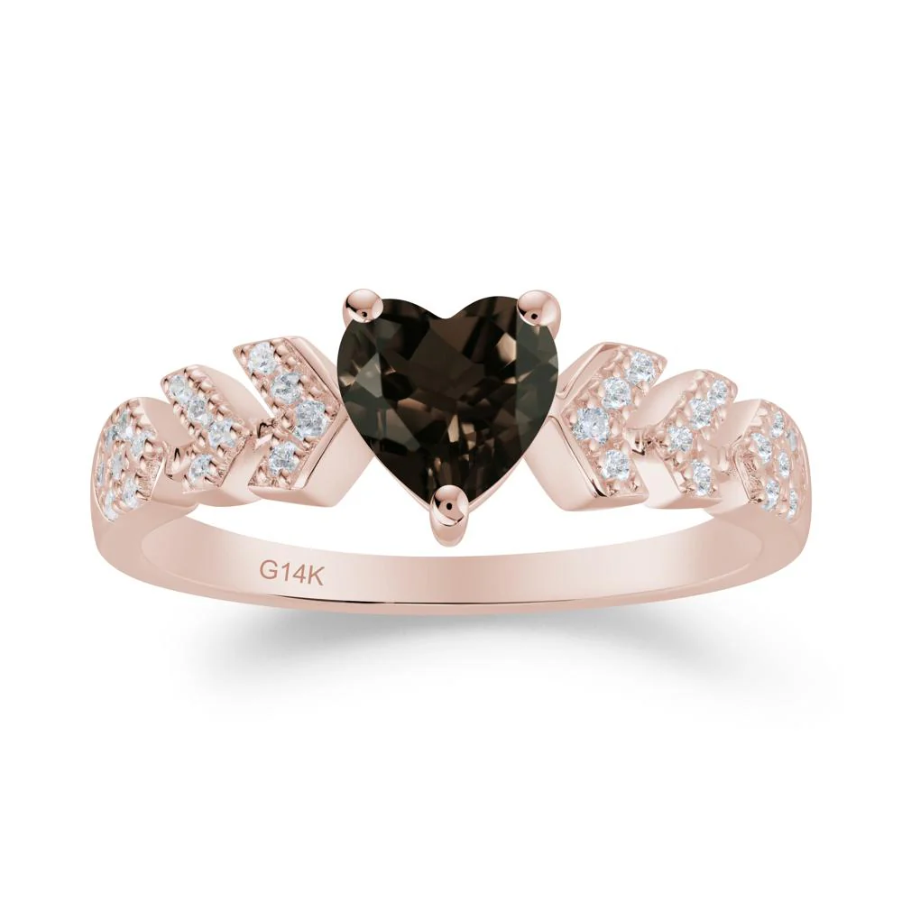Cupid Arrow Heart Smoky Quartz Promise Ring - Image 5