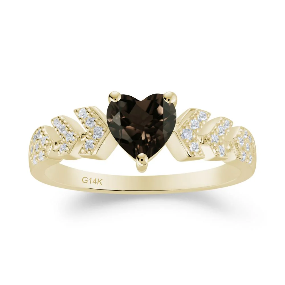 Cupid Arrow Heart Smoky Quartz Promise Ring - Image 6
