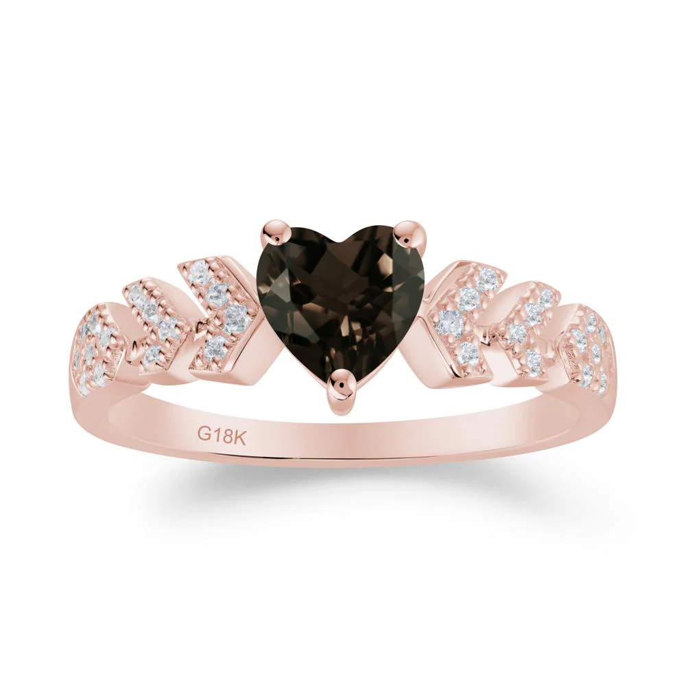 Cupid Arrow Heart Smoky Quartz Promise Ring - Image 7