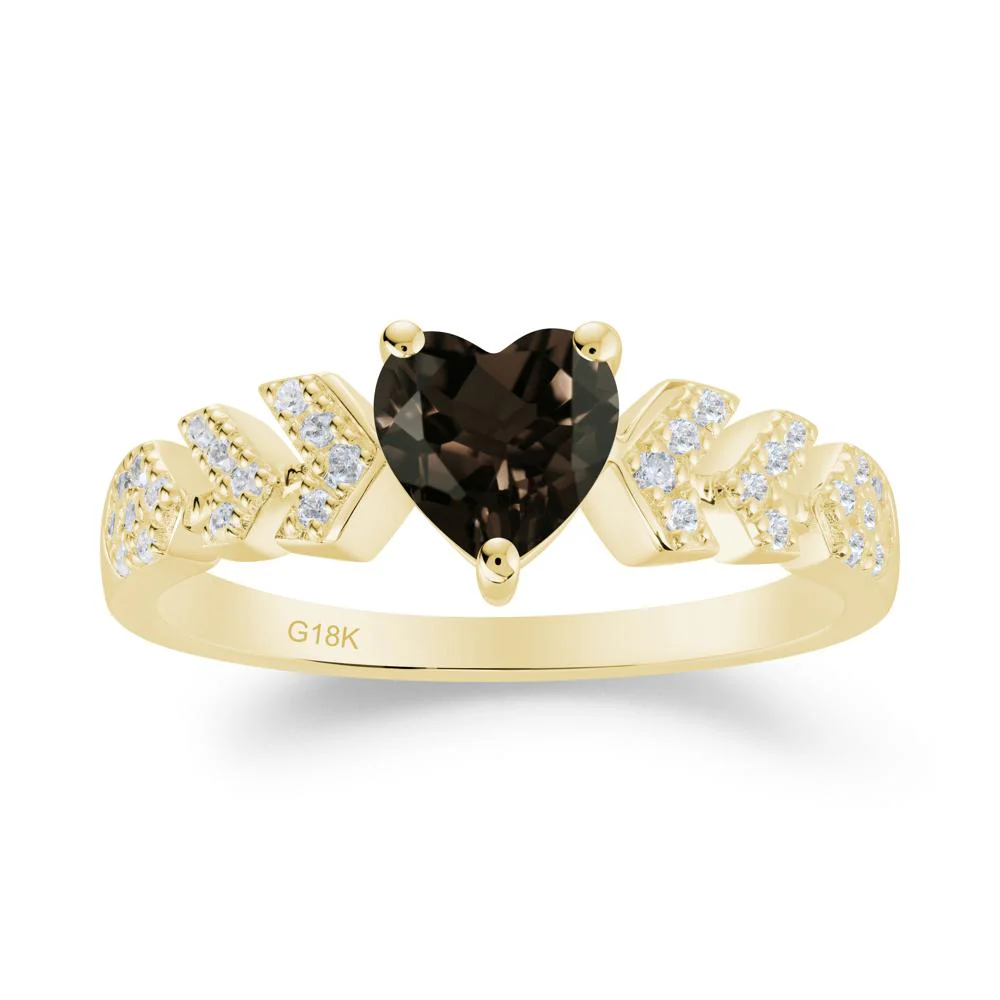 Cupid Arrow Heart Smoky Quartz Promise Ring - Image 8