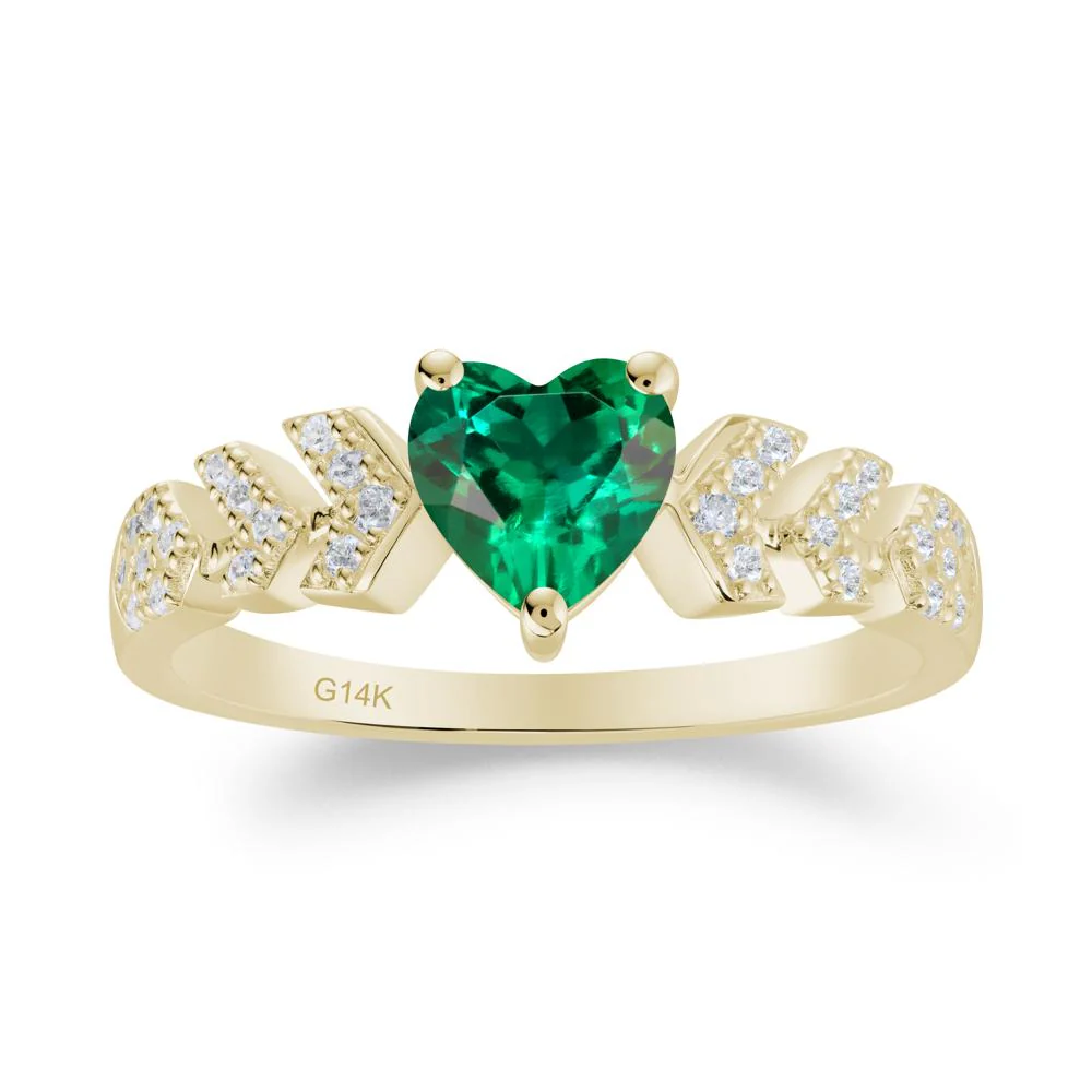 Cupid Inspired Heart Emerald Wedding Ring - Image 2